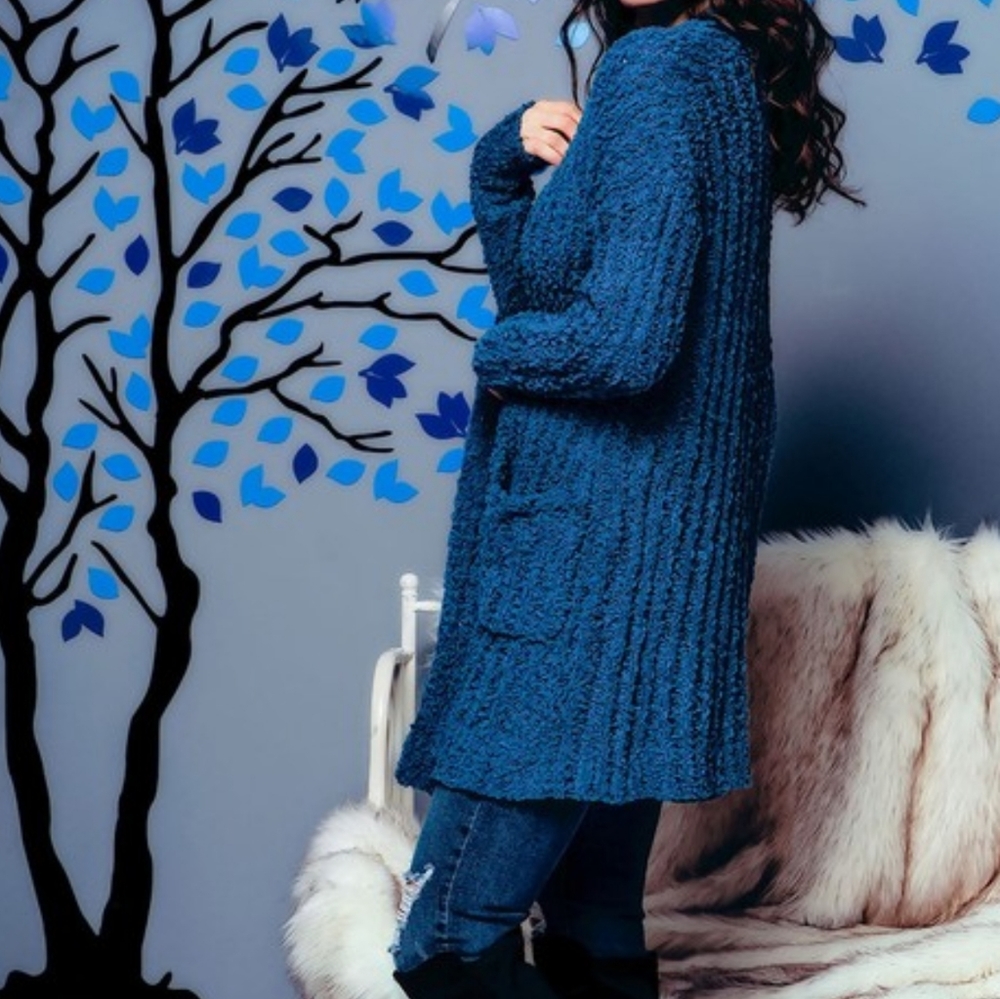 Reborn J Popcorn Knit Open Front Cozy Cardigan